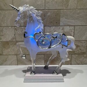 Cracker Barrel Light Up LED Unicorn Figurine Frosted Acrylic Snow Globe Glitter